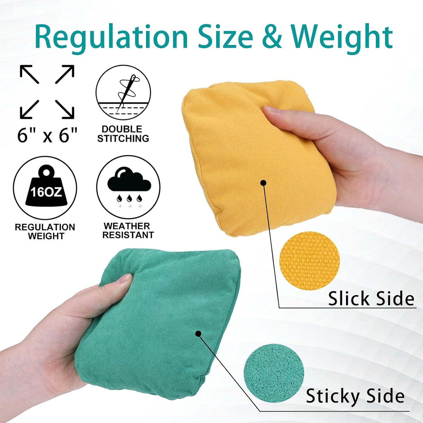 Juego 8 bolsas cornhole doble cara resbaladizas con bolsa mano