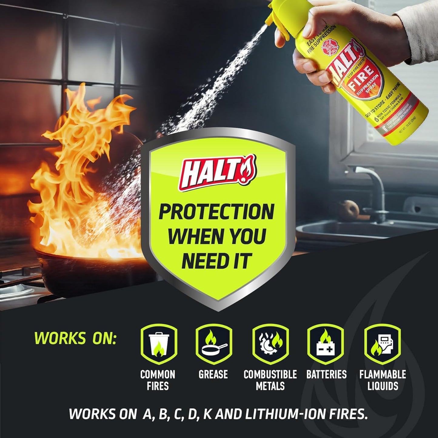Spray supresor incendios 10oz no tóxico portátil hogar
