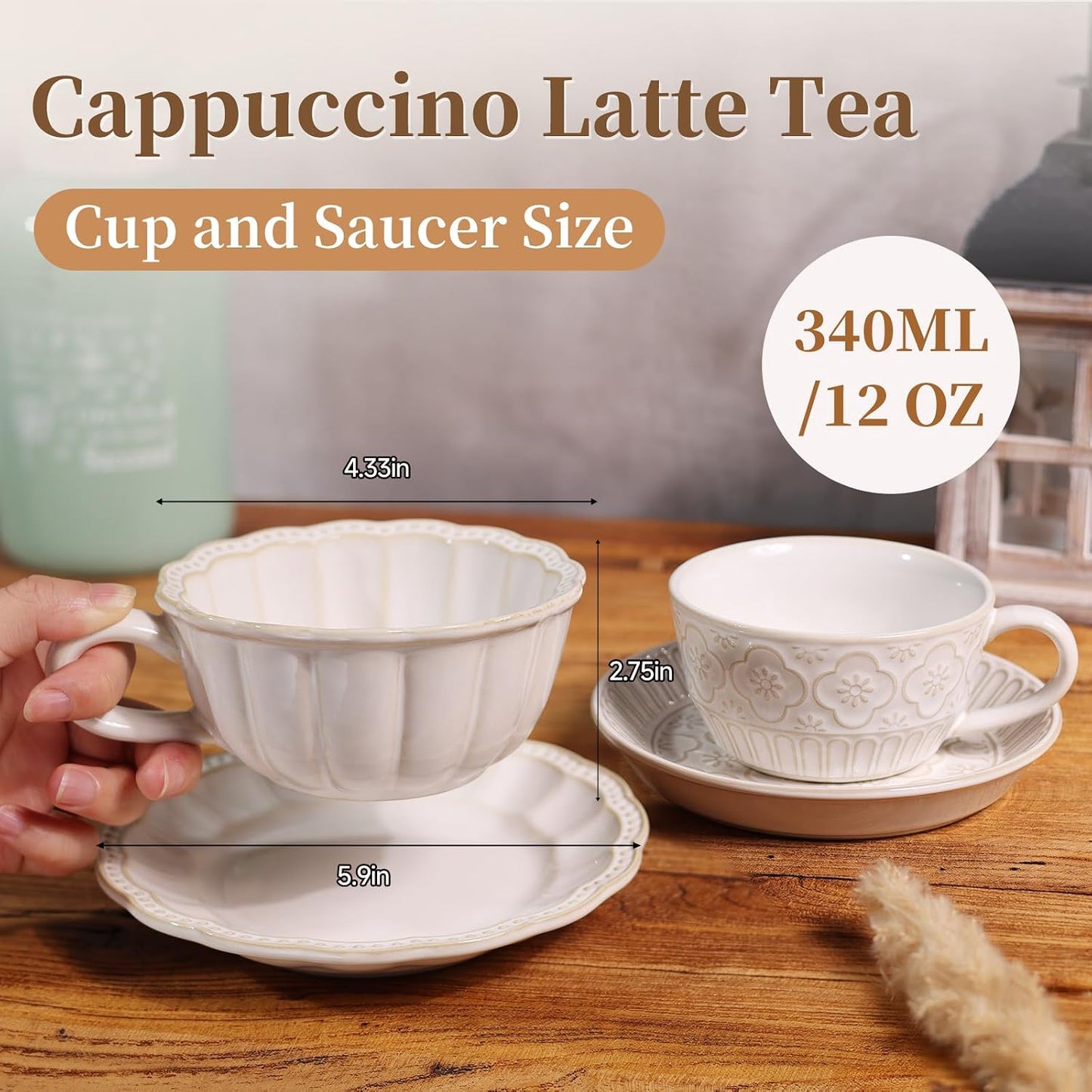 Taza café con platillo vintage 12oz regalo navidad