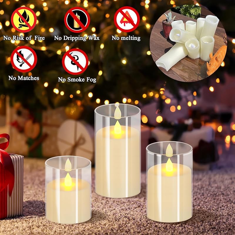 Set 9 Velas LED Acrílicas 4-9" Luz Blanca Temporizador