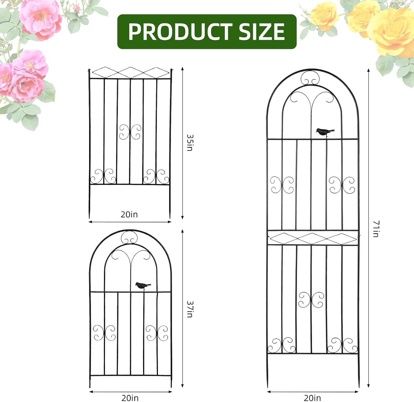 2 Enrejados Jardín 71x20pulg para Plantas Trepadoras