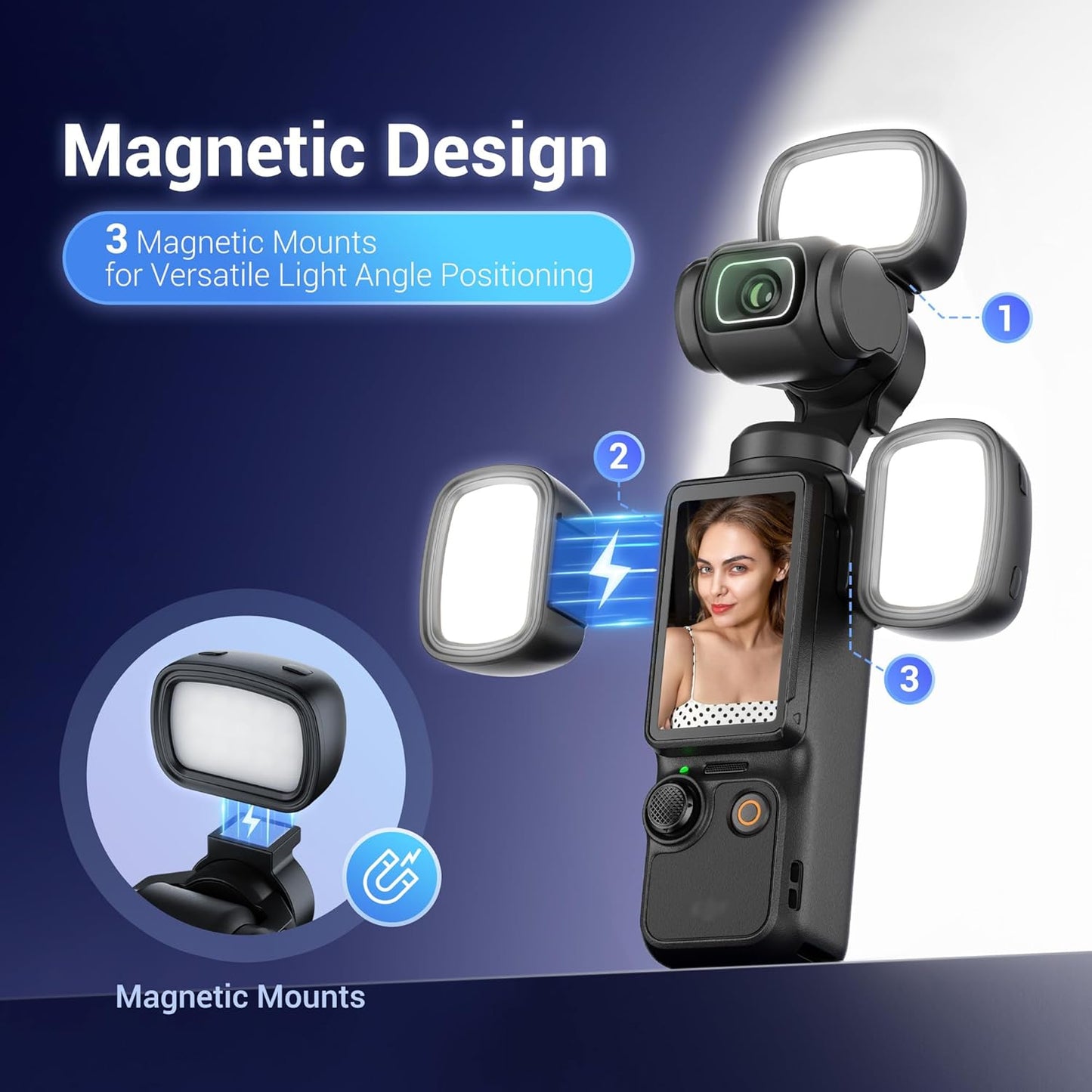Luz LED magnética para DJI Osmo Pocket 3 CRI 95 recargable