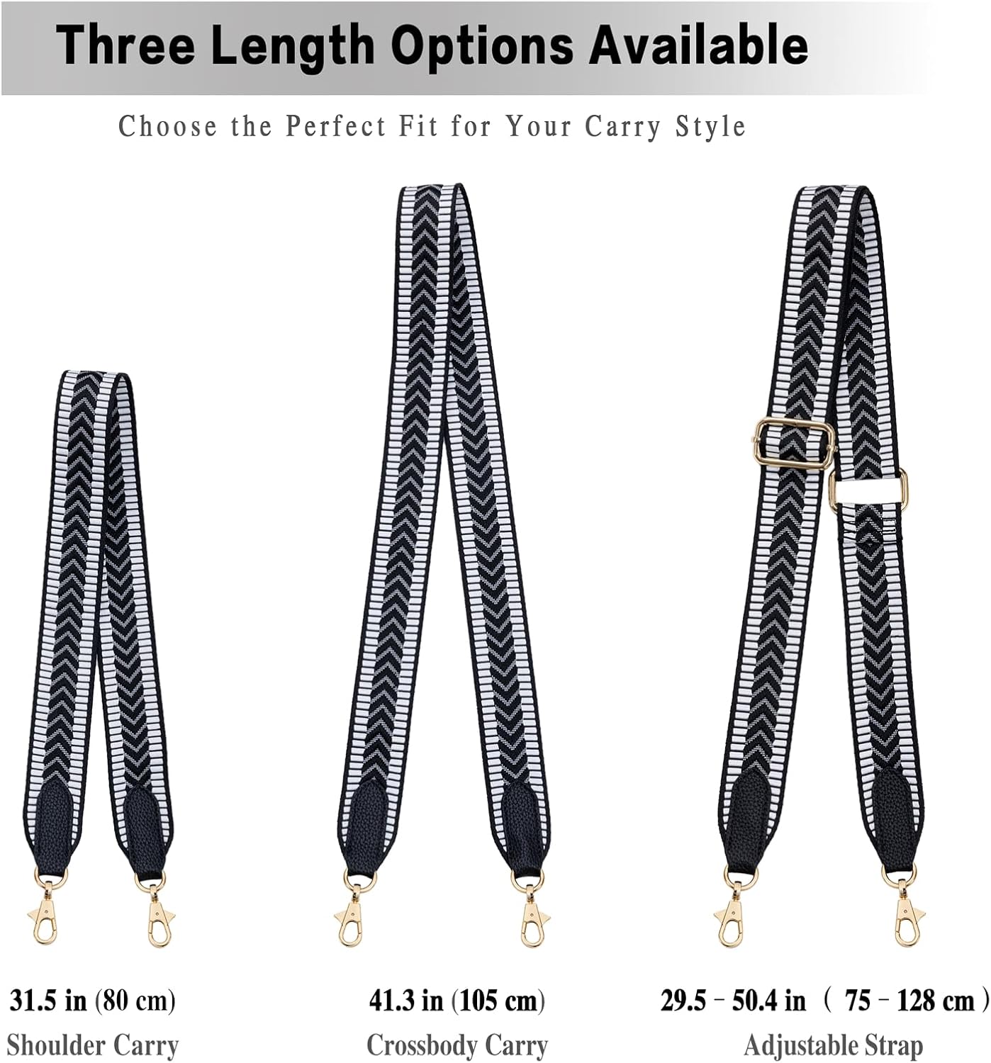 Correa hombro ancha ajustable para bolsos y monederos negro