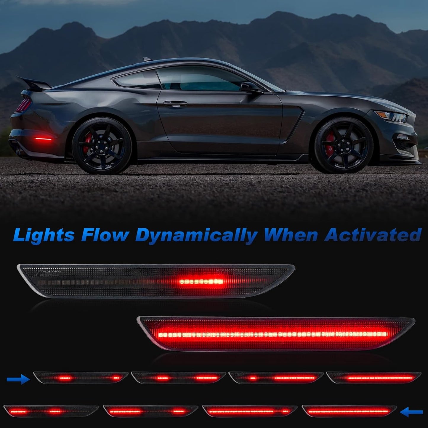 Luces LED laterales Mustang S550 GT 15-23 dinámicas traseras