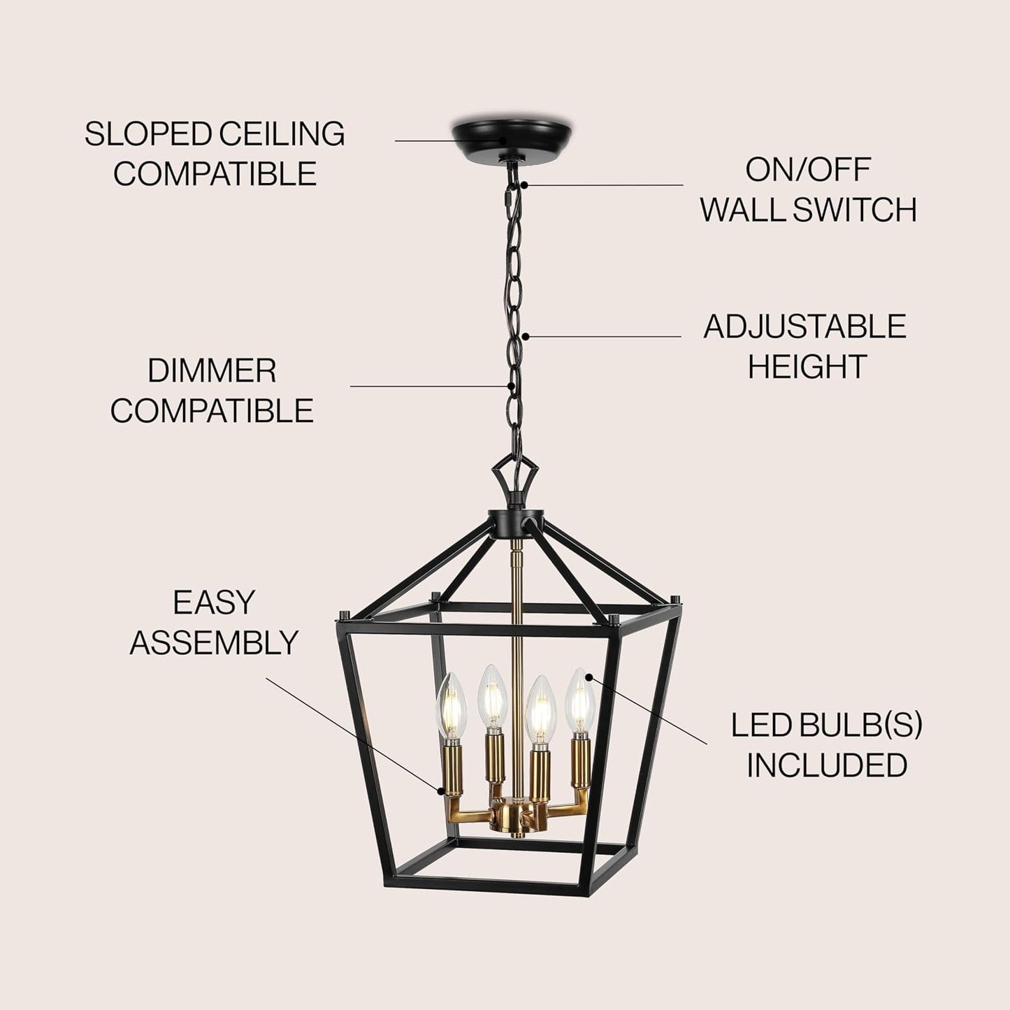 Lámpara pagoda LED metal ajustable color bronce