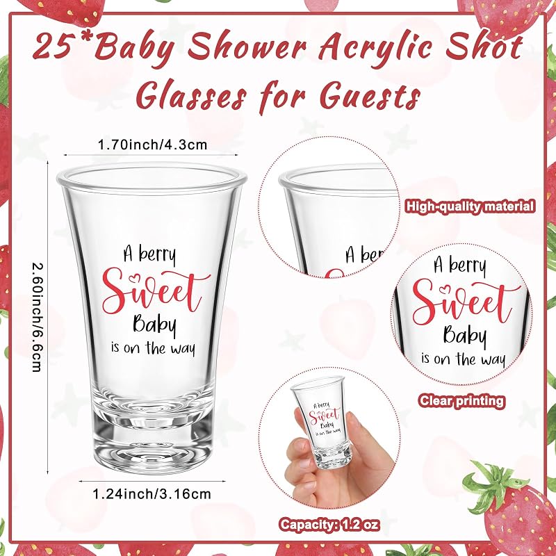 25 Vasos Chupito Baby Shower con Etiquetas y Bolsas