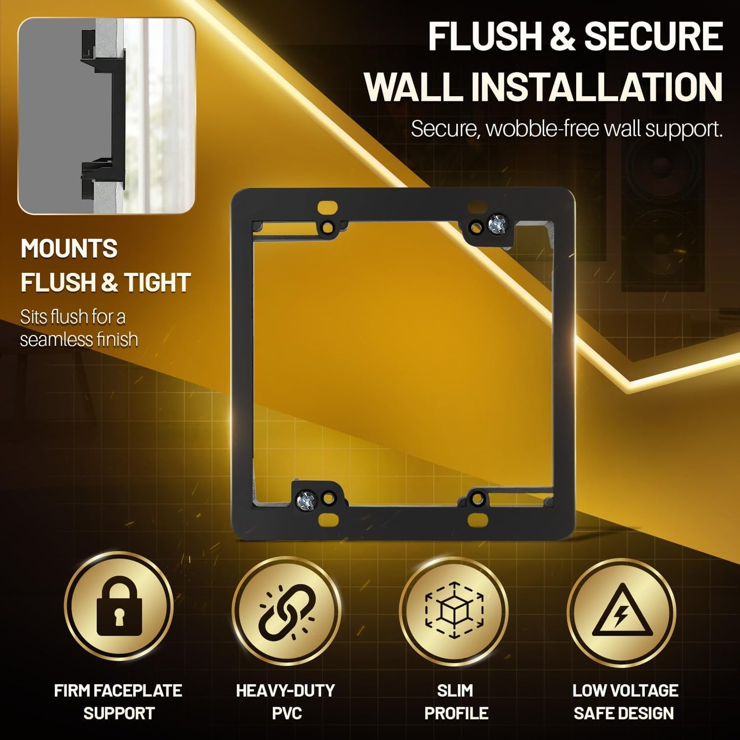 Soporte bajo voltaje caja 2 bandas para placa pared doble