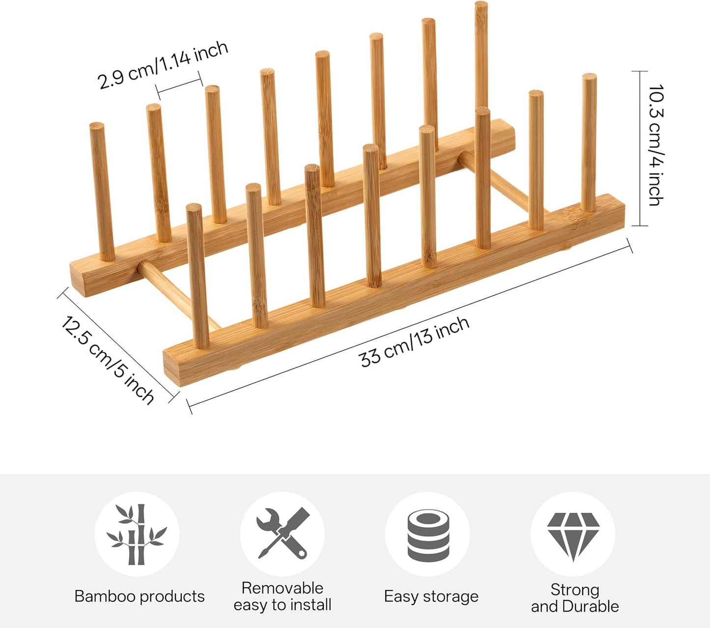 Pack 2 Soportes Bambú para Platos Tazas Ollas Armario Cocina