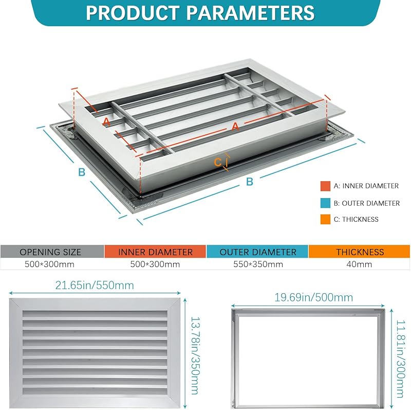 Rejilla ventilación puerta aluminio con aletas