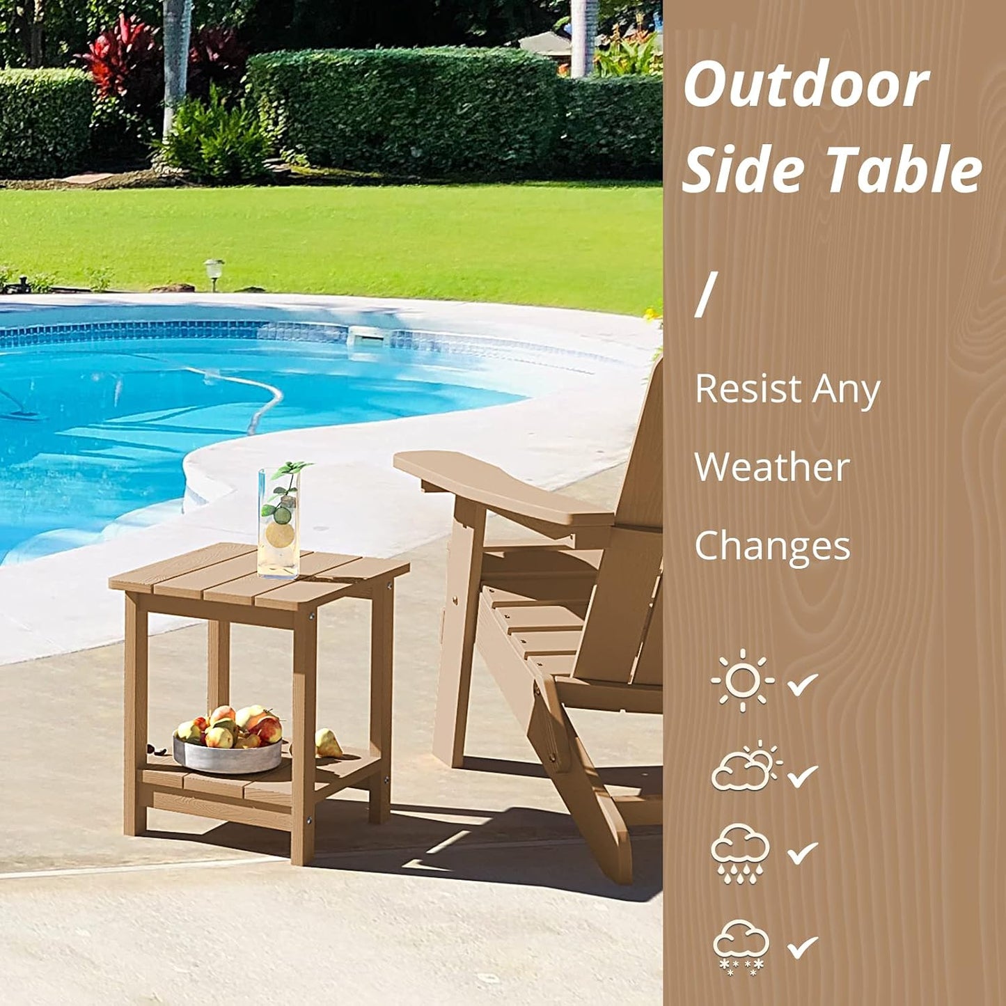 Mesa auxiliar Adirondack 2 niveles marrón resistente