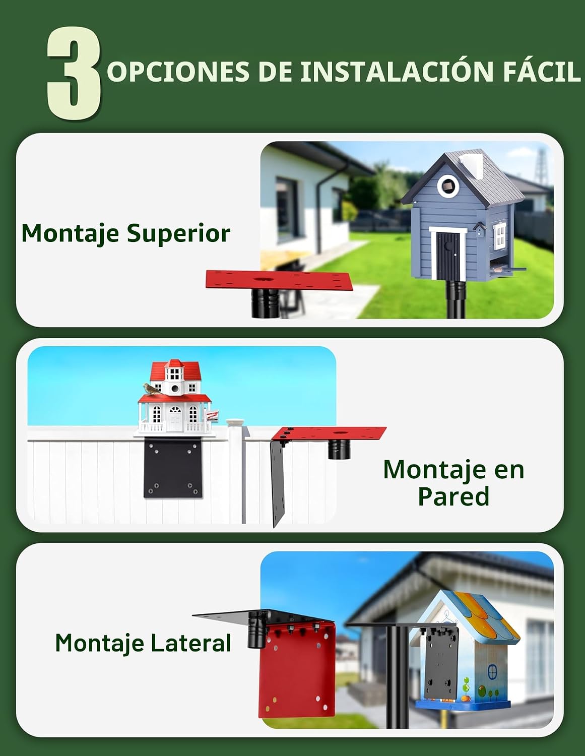 Poste para casa de pájaros metal 109pulg base 5 puntas