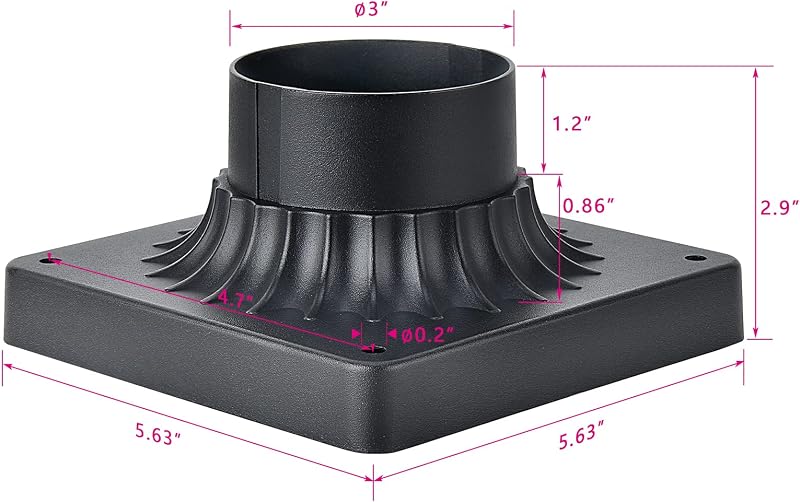 Base muelle 6 Uds adaptador luz poste aluminio fundido negro