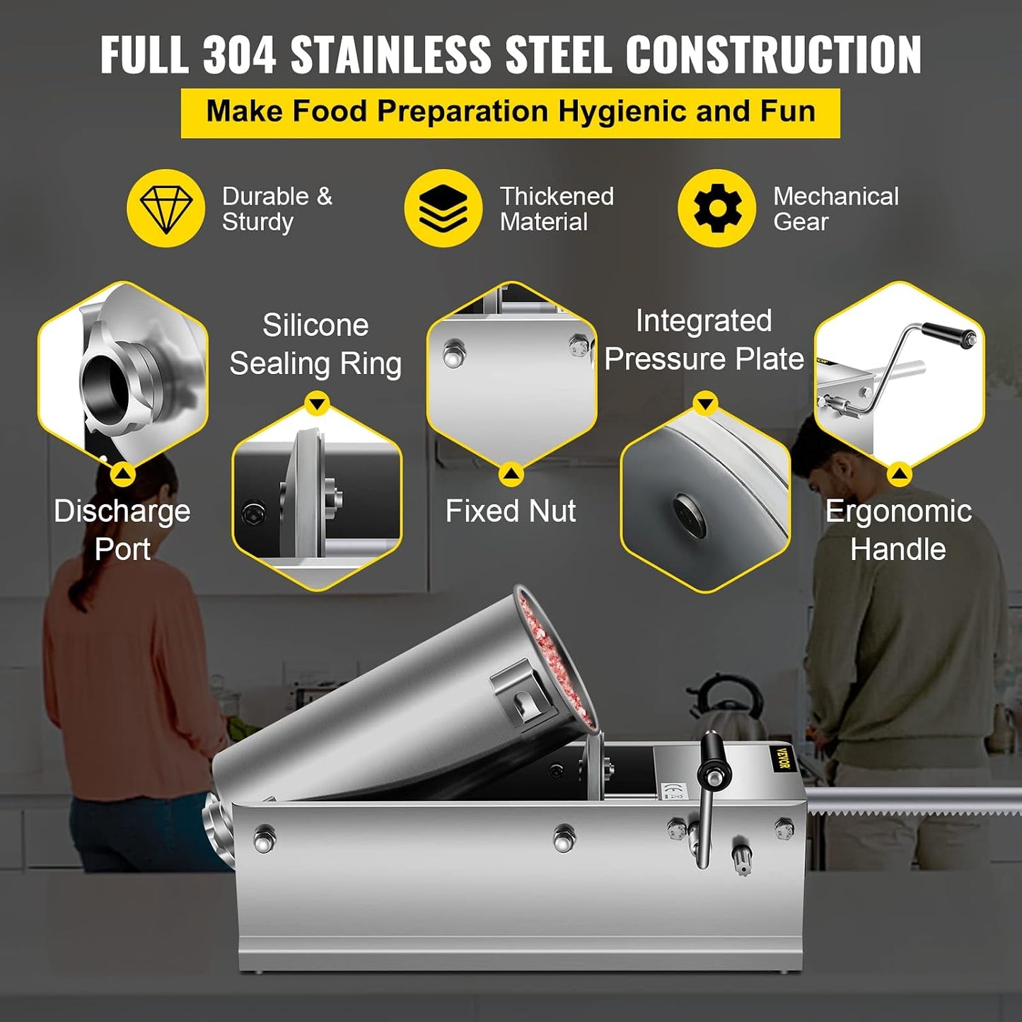 Embutidora salchichas horizontal 5l acero inox