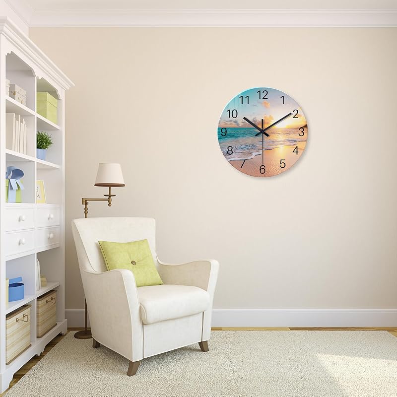 Reloj pared analógico 12pulg sin tictac azul dormitorio