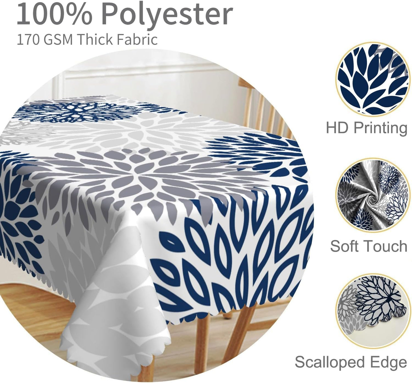 Mantel flores dalia 54x86pulg tela poliéster impermeable