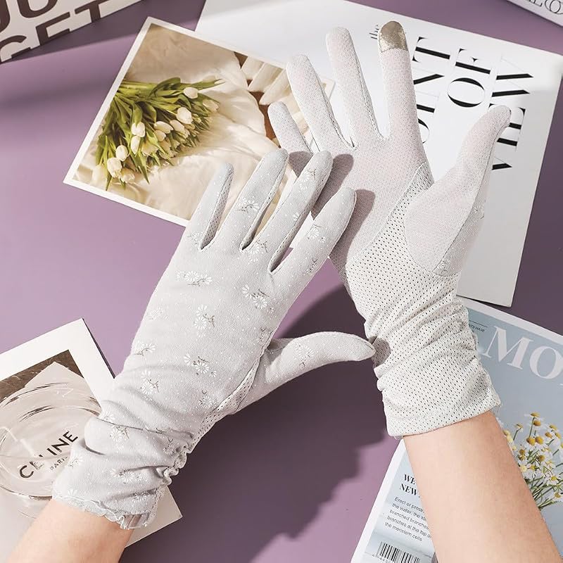 Guantes conducción mujer UV malla antideslizante tactil