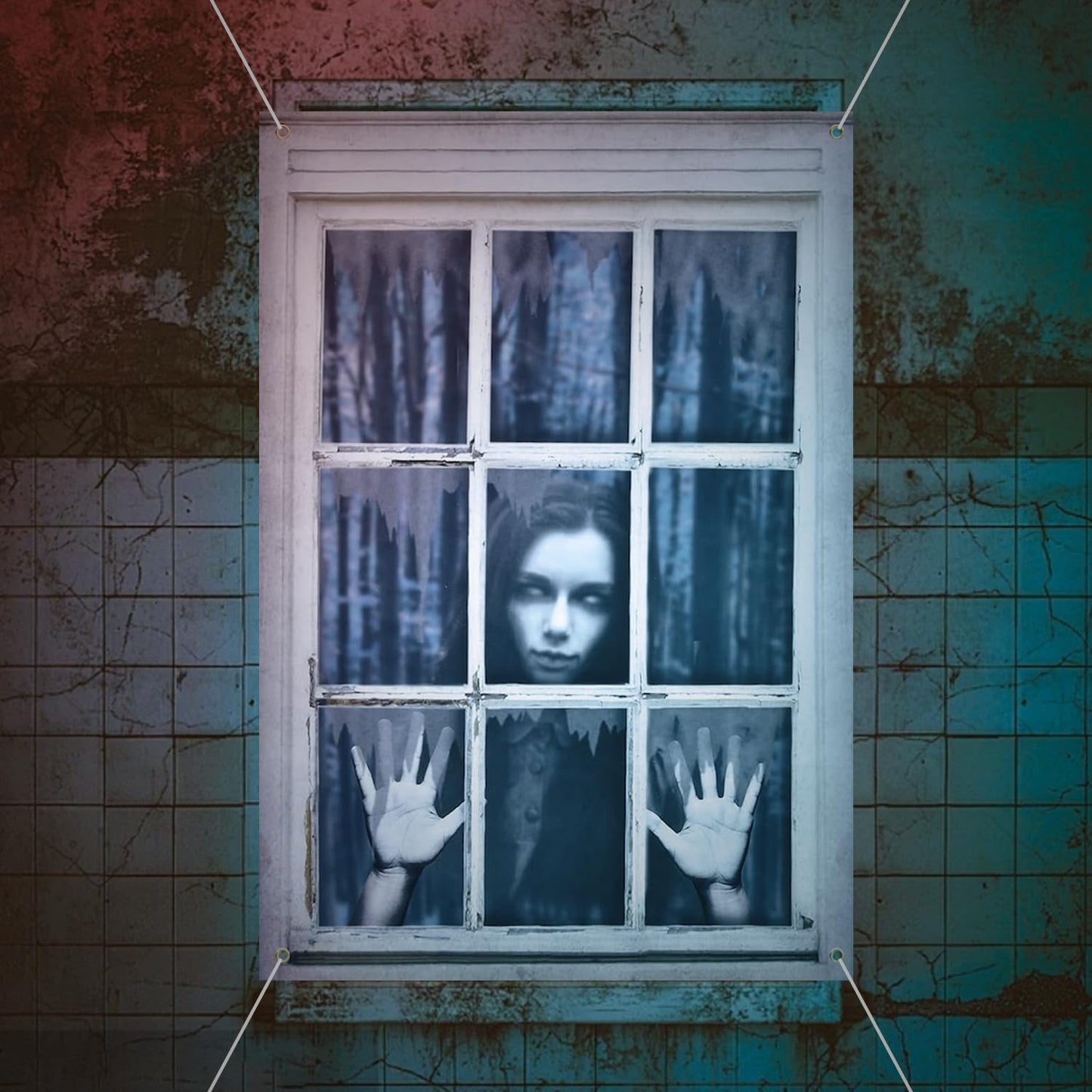 Cortinas fantasma ojos blancos halloween