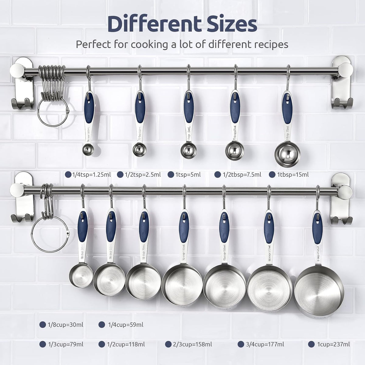 Juego 12 Pzas Tazas y Cucharas Acero Inox 18/8 Azul Medianoche