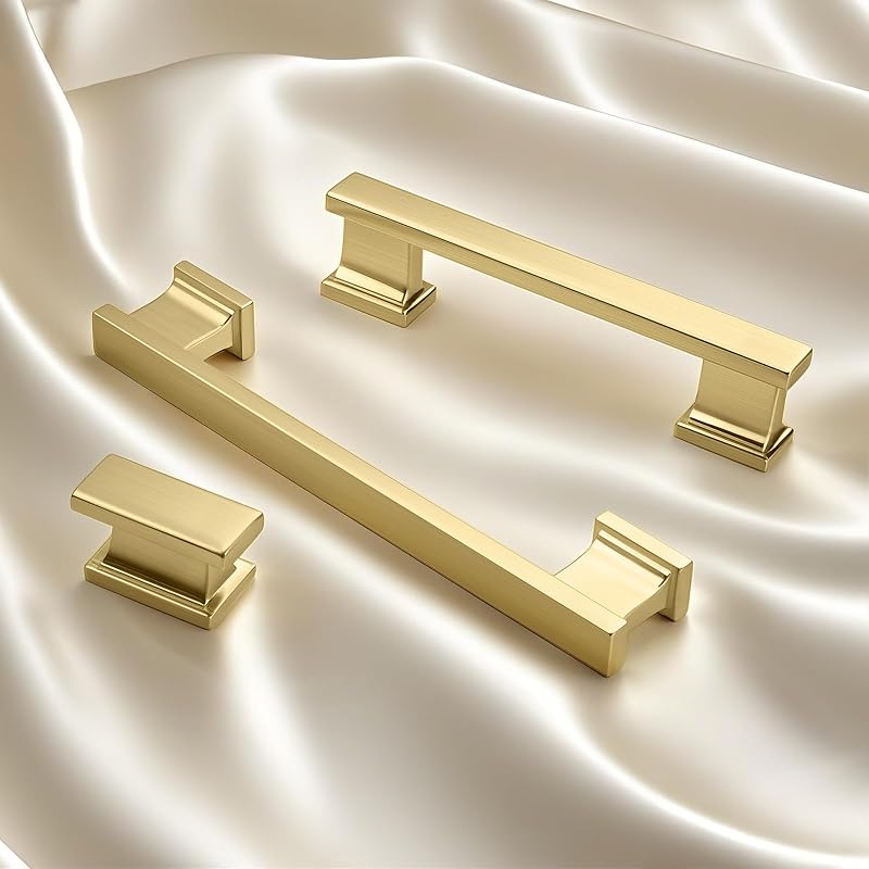 10 Tiradores Gabinete Oro Cepillado 6-3/10" Manijas Cocina