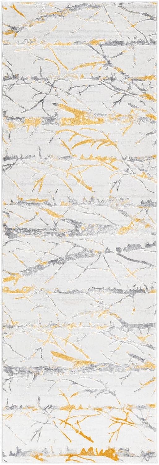 Alfombra área Anne 2x6ft1pulg amarillo gris/marfil
