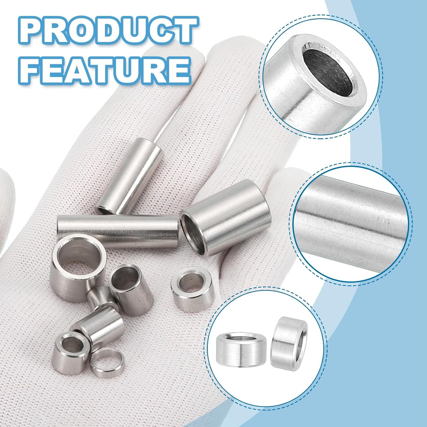 6 Pzas Espaciadores Acero Inox 8x12x6mm Sin Rosca