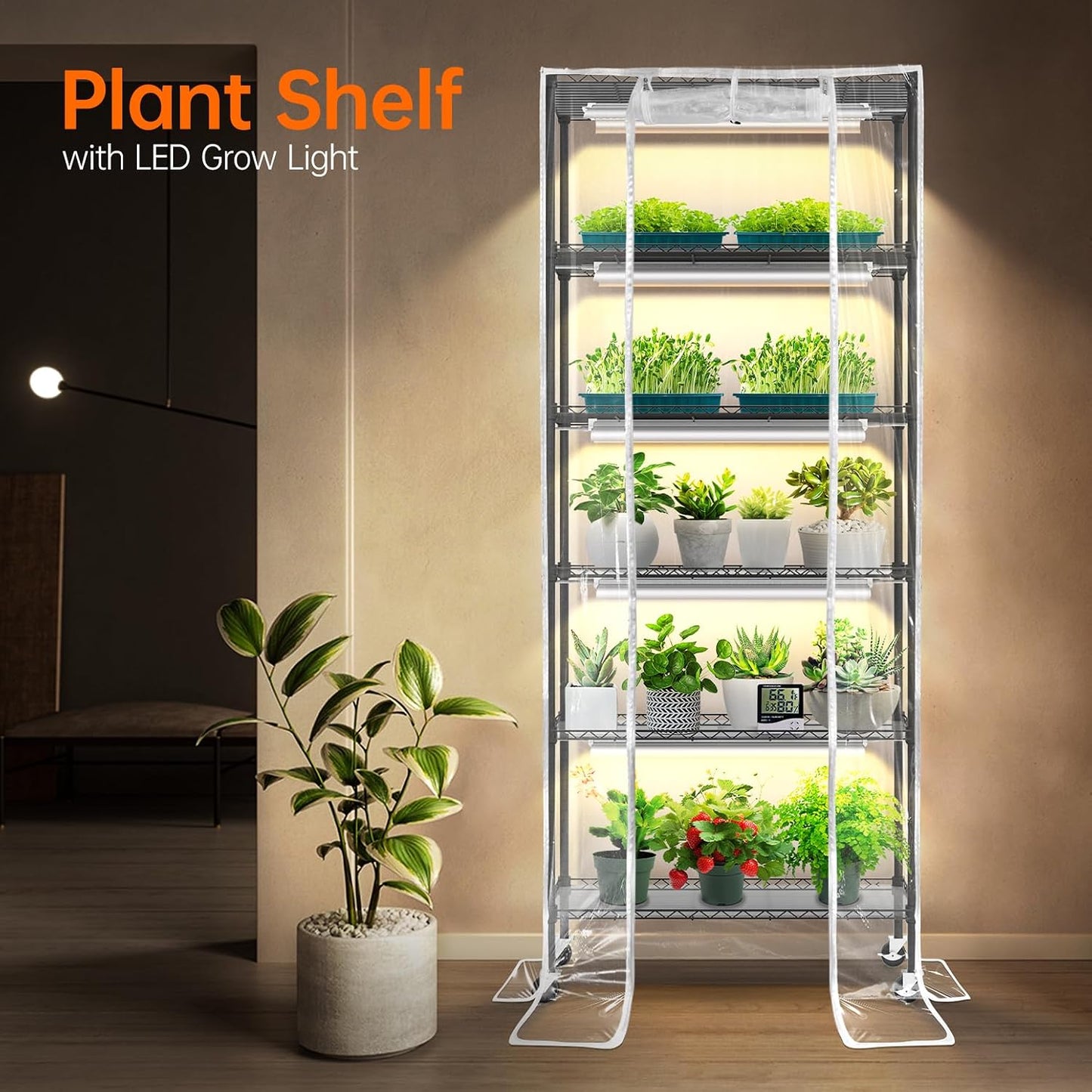Invernadero interior con luz cultivo 150W 6 niveles paquete 5