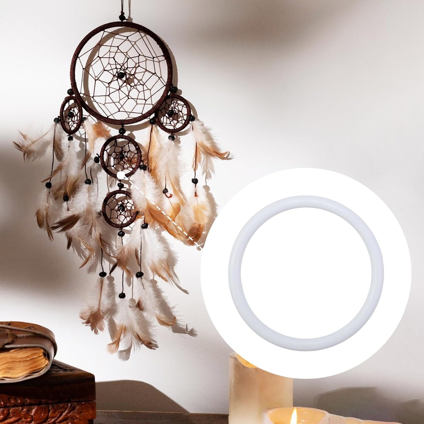 Aros macramé plástico blanco 3" pack 50