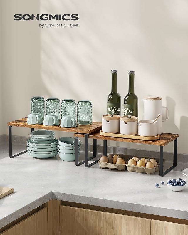Estante organiz. cocina 2 pzas metal madera negro