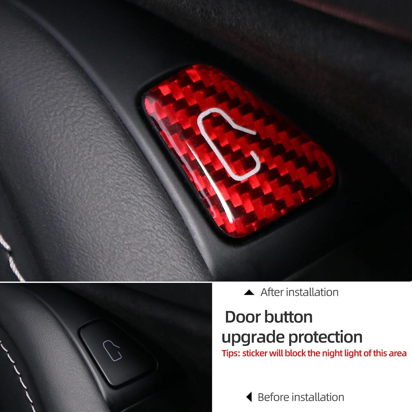Adhesivo botón puerta Tesla Modelo 3 fibra carb interruptor