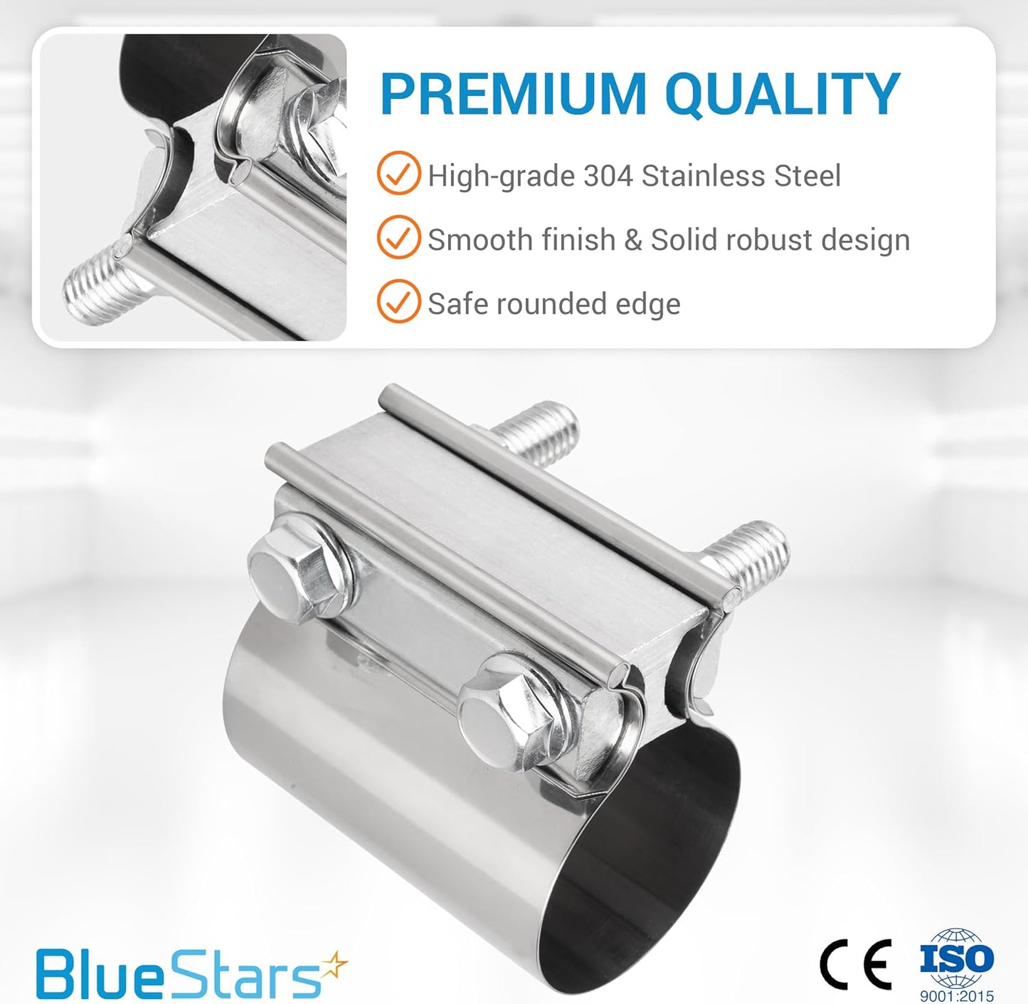 2 Abrazaderas Escape Acero Inox 304 para Silenciadores 2"