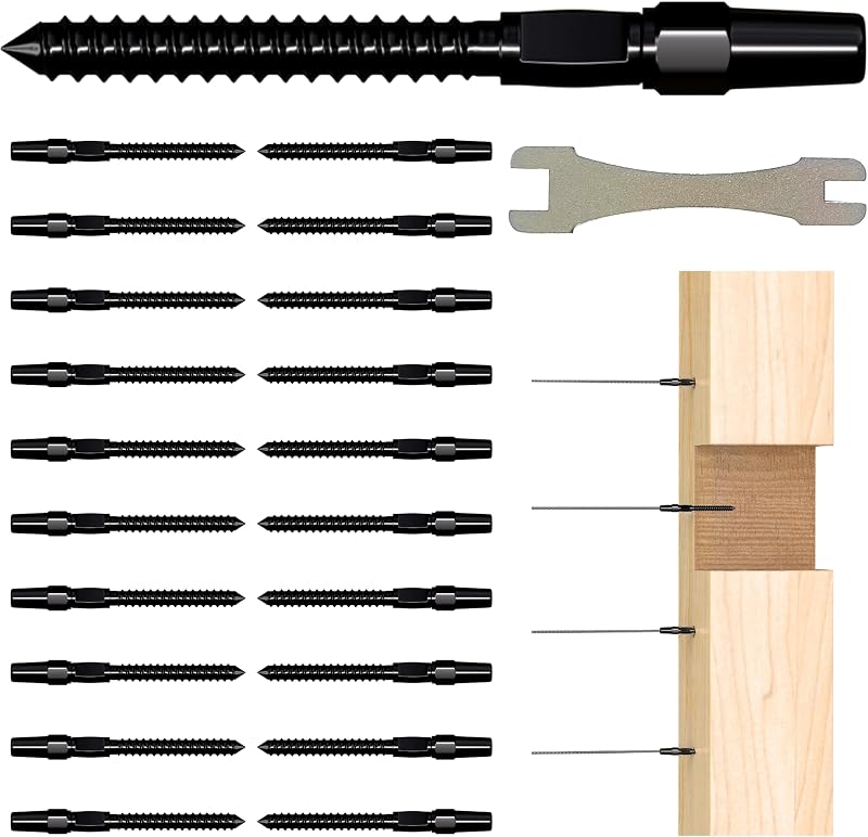 Kit 10 pares barandilla cable negro rosca S y Z acero T316