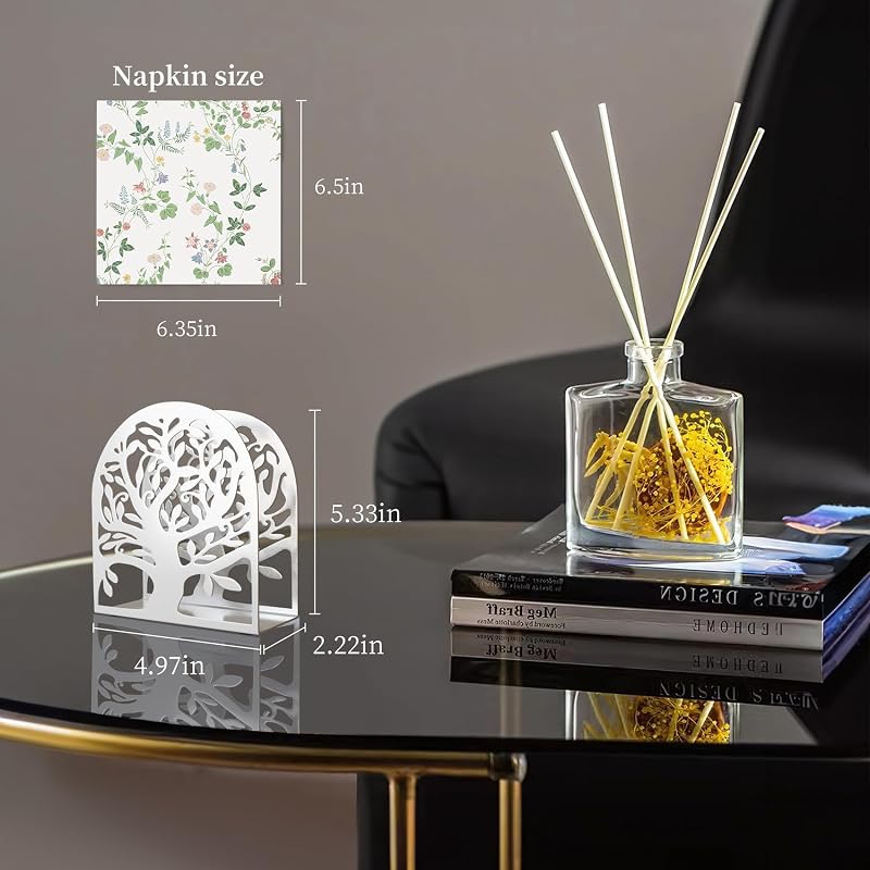 Servilletero metal plateado diseño árbol vida dispensador pañuelos