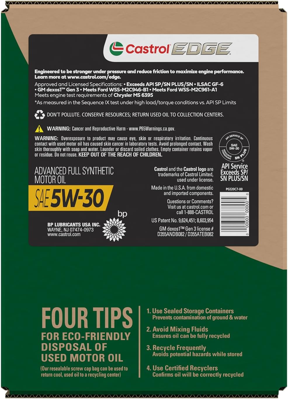 Aceite motor sintético EDGE 5W-30 5qt ecológico