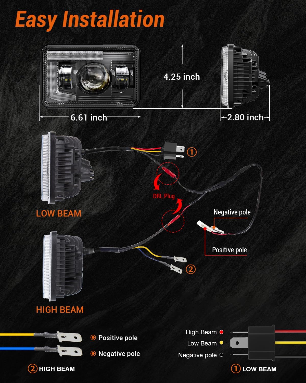 Faros LED comp 4x6pulg para Autos y Camiones