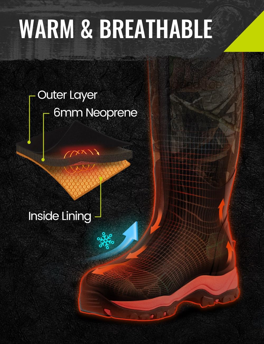 Botas caza mujer neopreno 0.236pulg camuflaje Realtree
