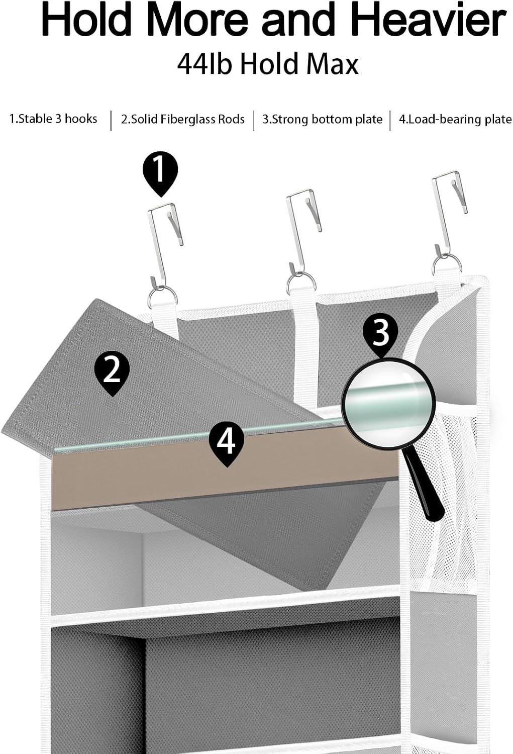 Organiz. puerta con 5 bolsillos y 10 de malla 44lb