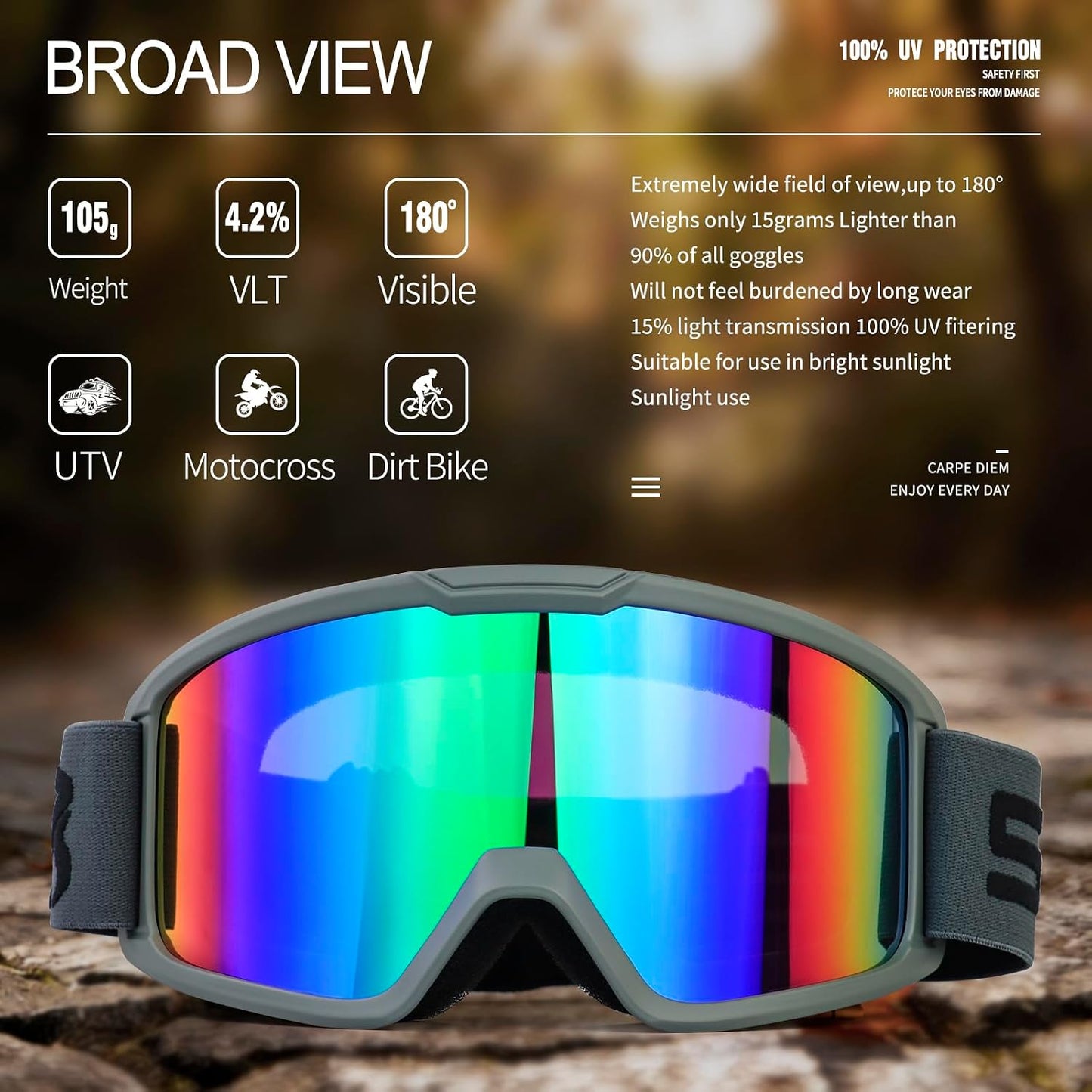 Gafas motocross UV400 para hombres mujeres jóvenes
