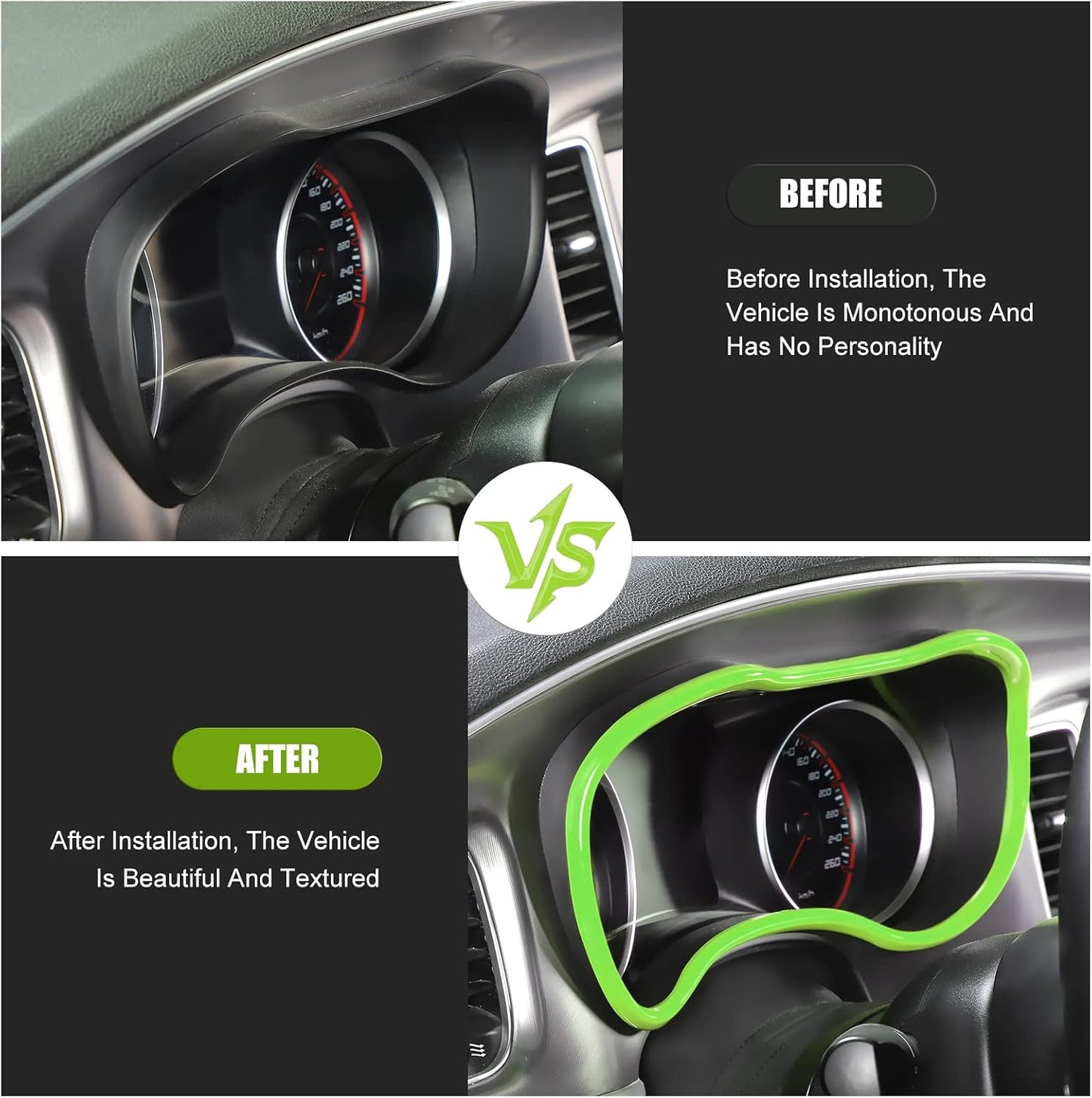 Accesorios interiores Dodge Charger 15-24 ABS verde