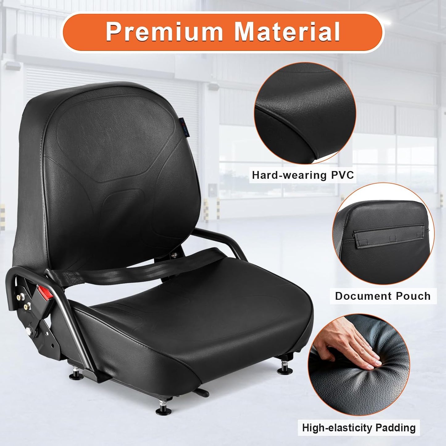 Asiento universal carretilla elevadora cinturón retráctil