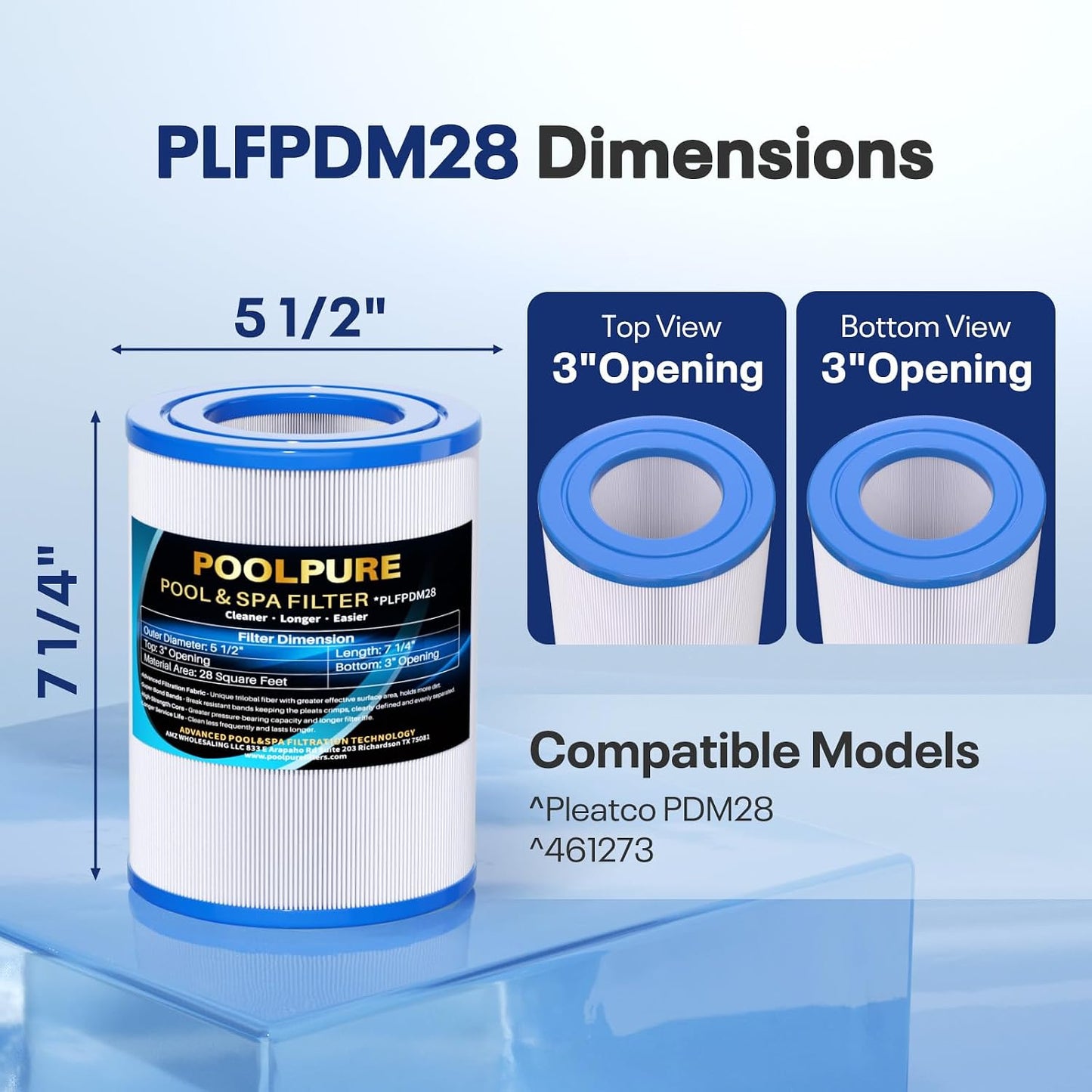 Filtro spa 28 pies cuadrados reemplazo AquaRest Dream Maker
