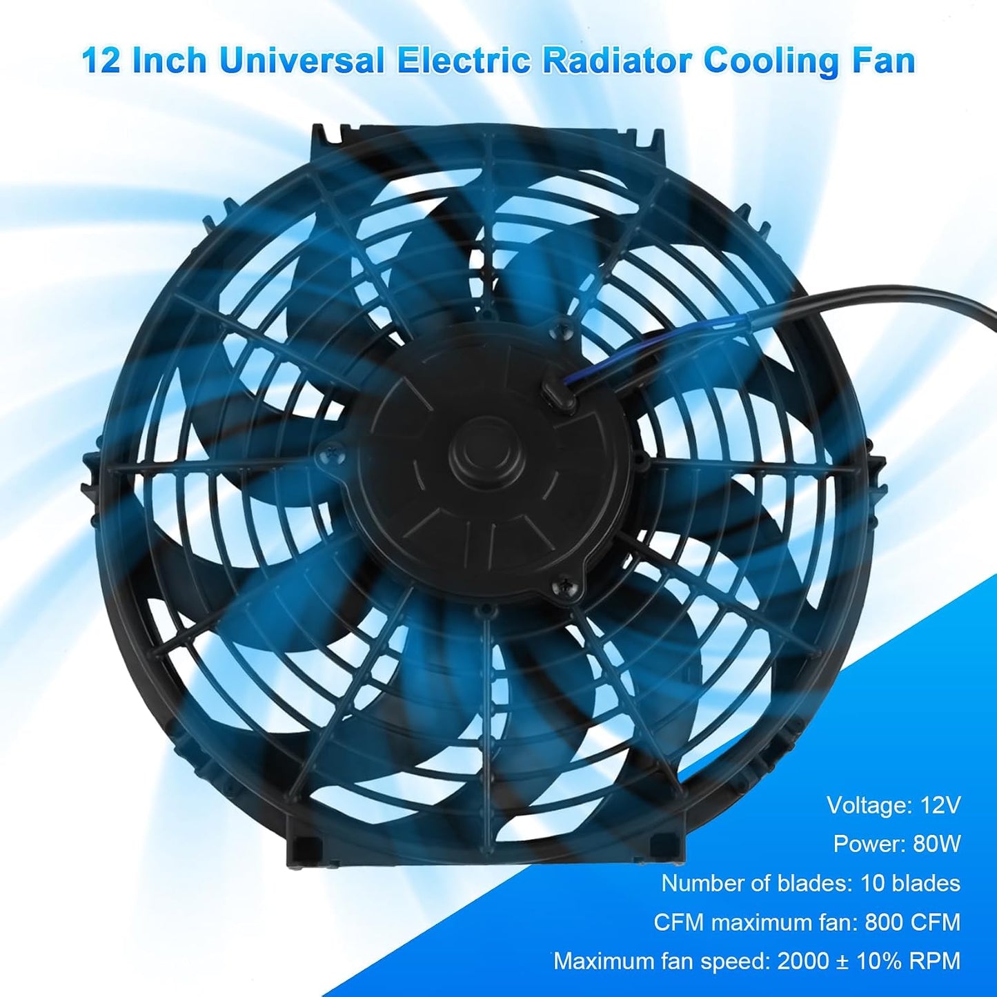 Ventilador radiador eléctrico 12V 80W 12"