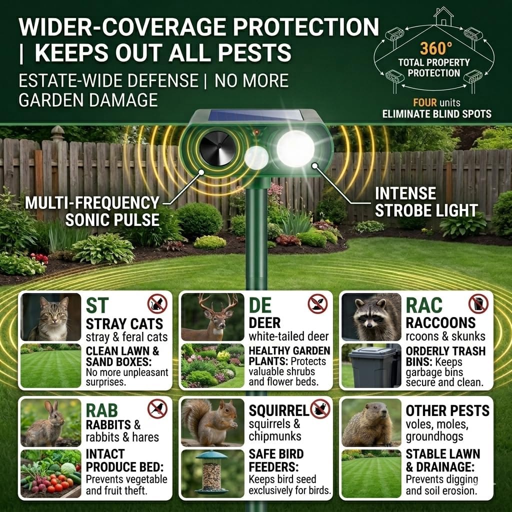 4 Repelentes Sonic Fortress Pro para animales exteriores con luz