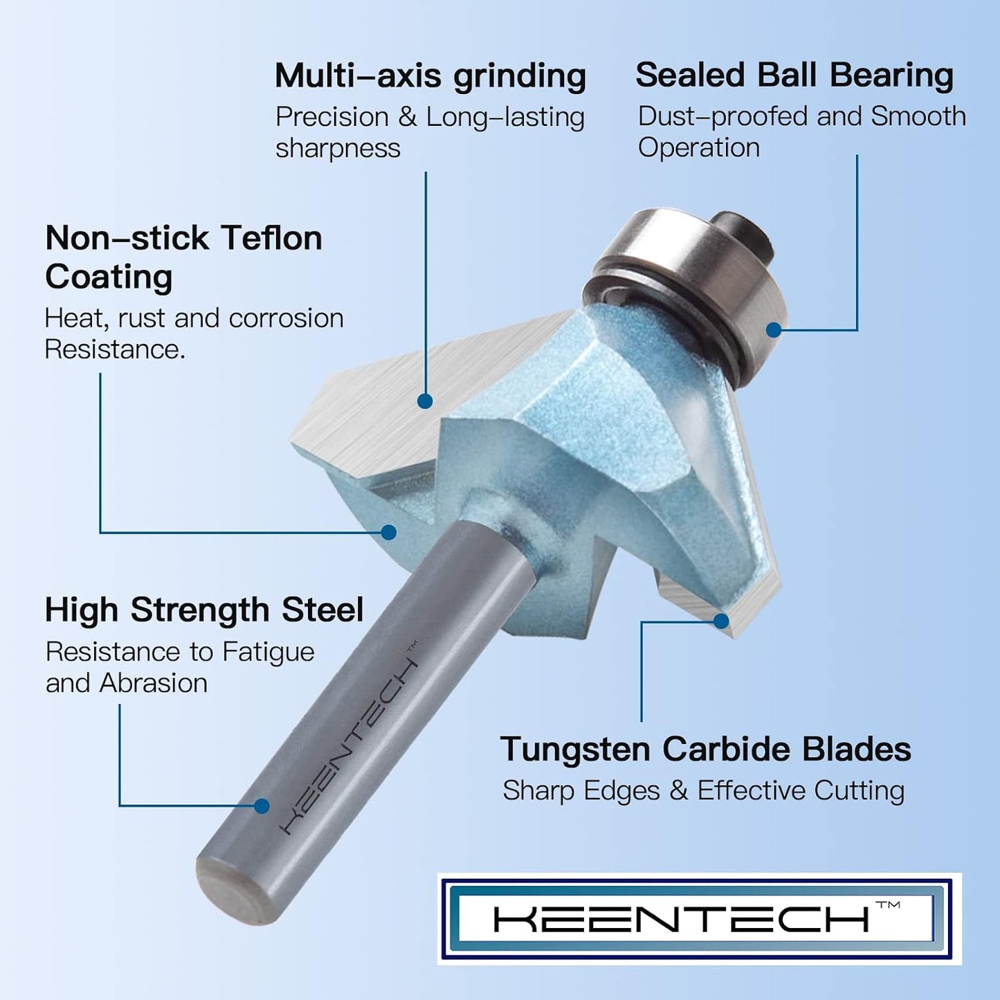 Brocas enrutador carburo 45 grados bisel 1/4pulg