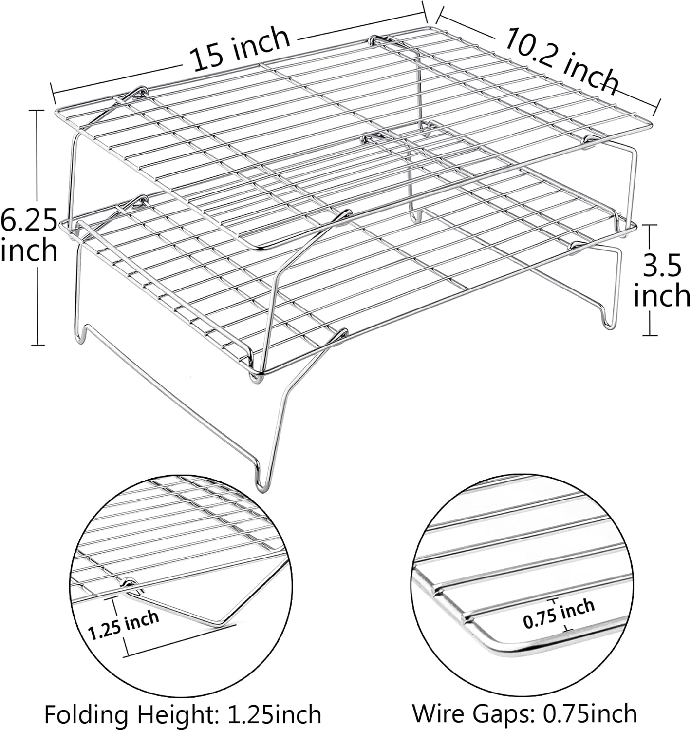Rejilla acero inox 38x25cm para hornear asar enfriar