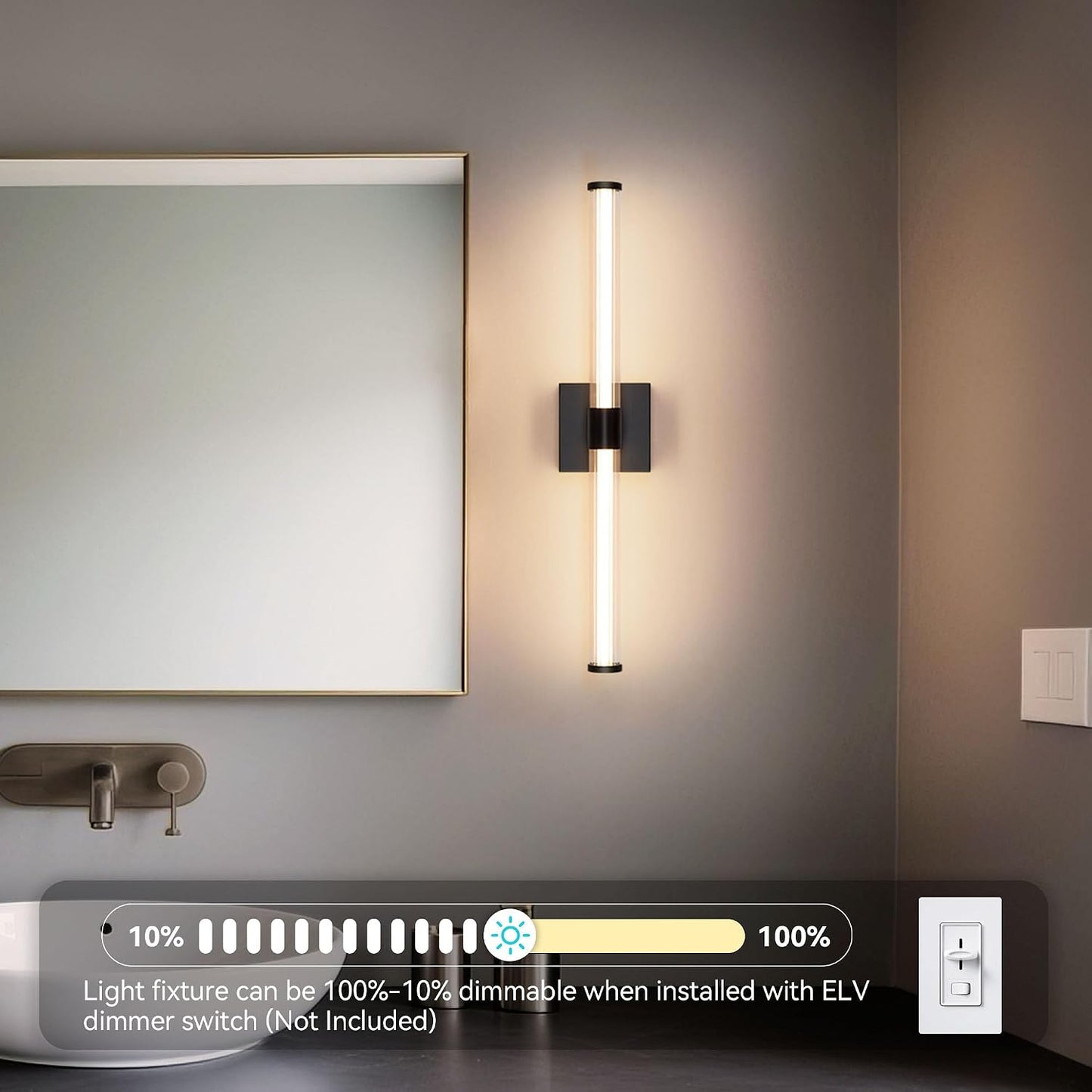 Luz tocador LED vertical 25pulg regulable moderna