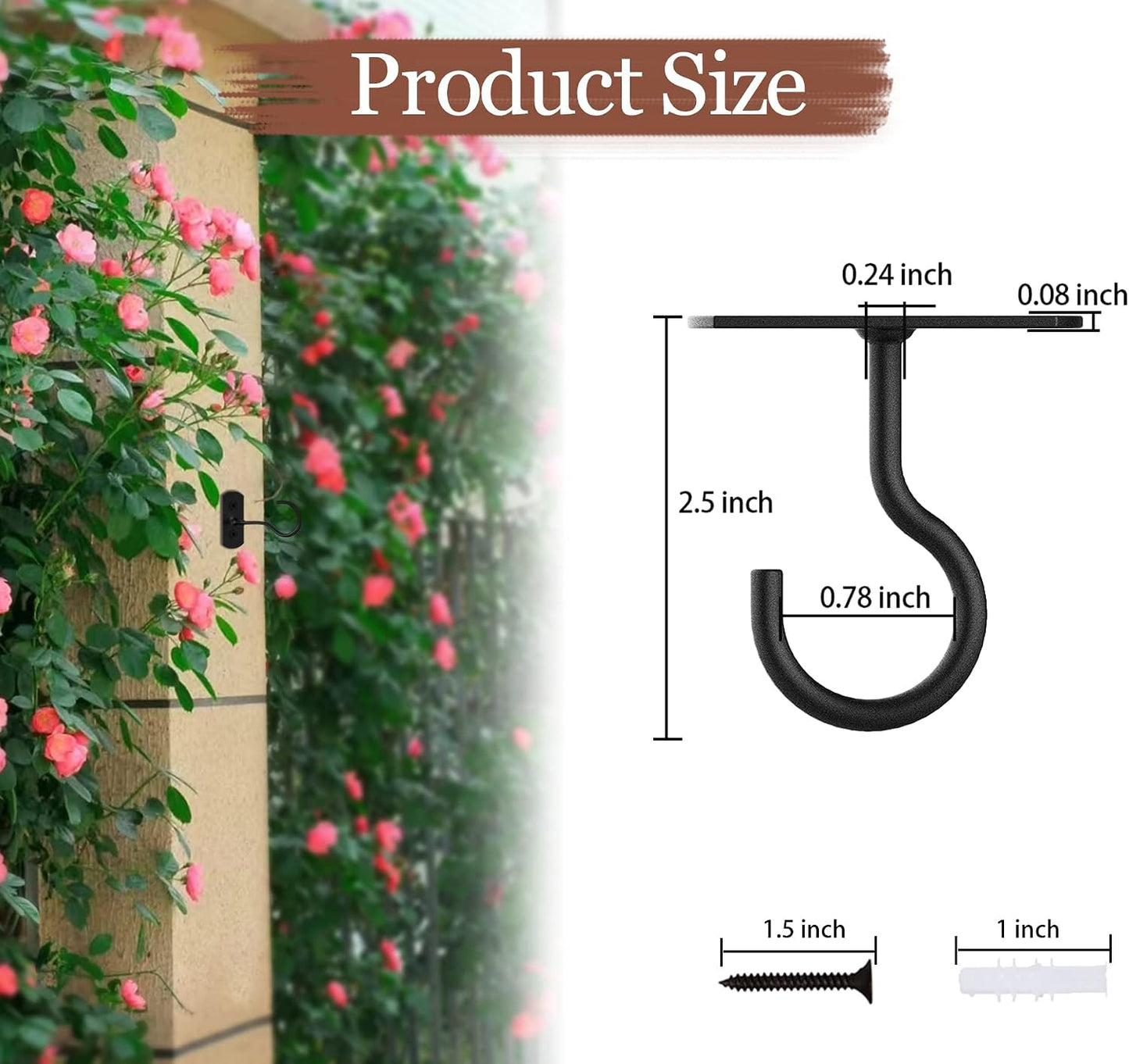 Ganchos techo pared 2.5pulg para plantas luces macetas color negro
