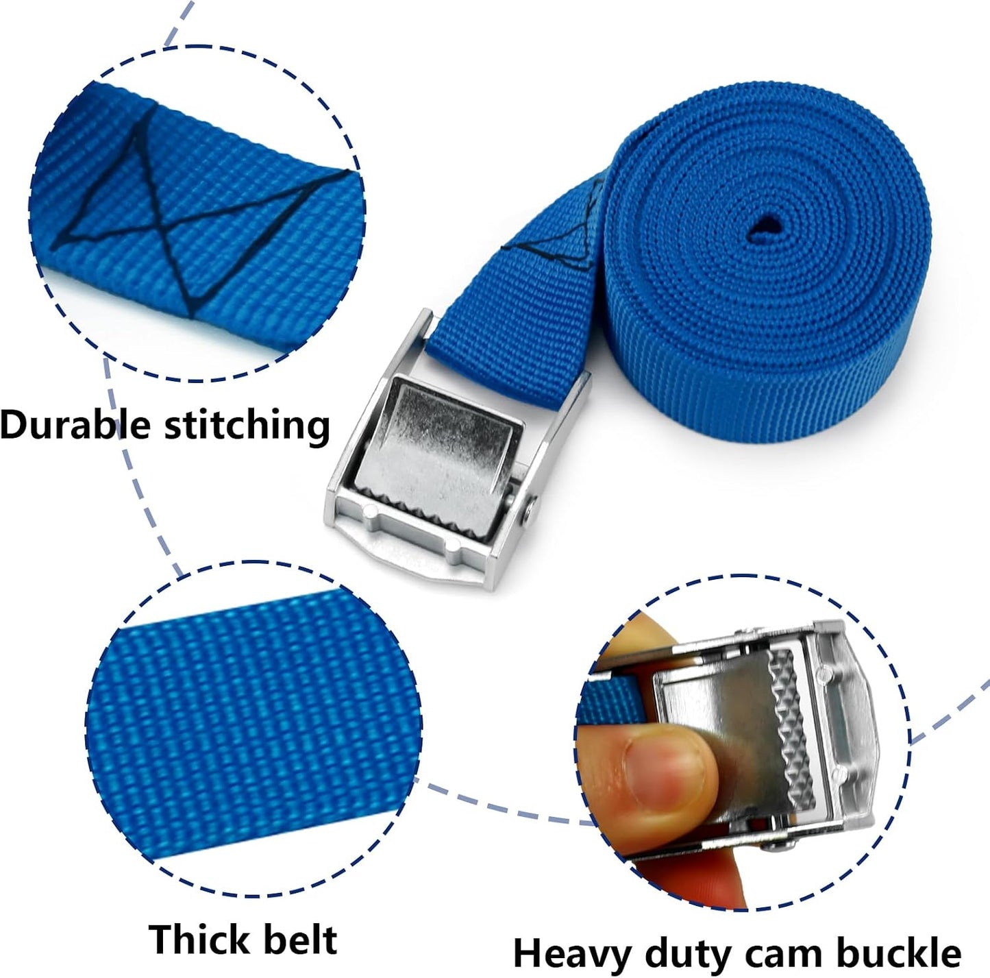 10 Correas Amarre Hebilla Ajustable 1x78" Azul Claro