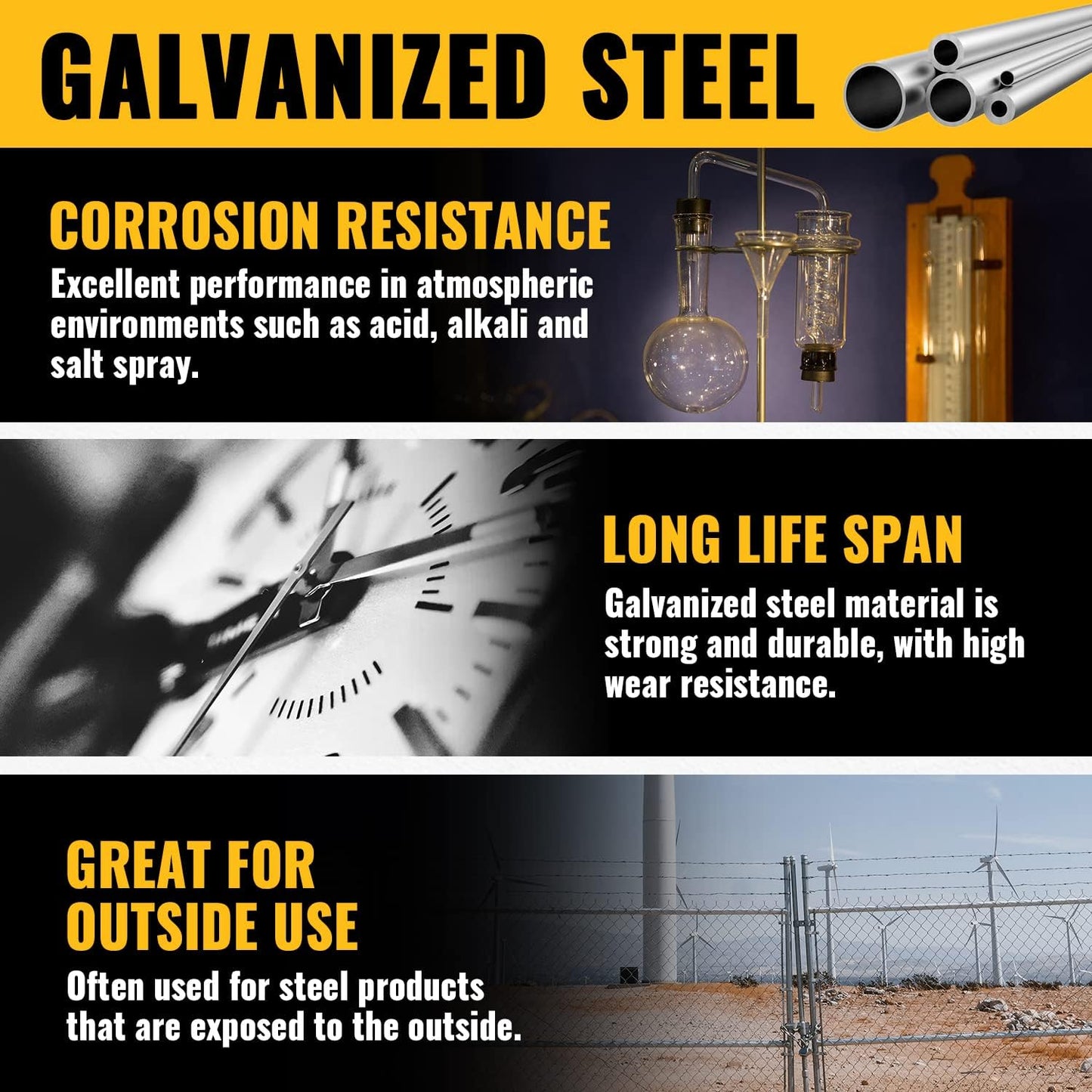 Bandas tensión cadena 1-5/8 pulg galvanizadas para tubo 1-5/8