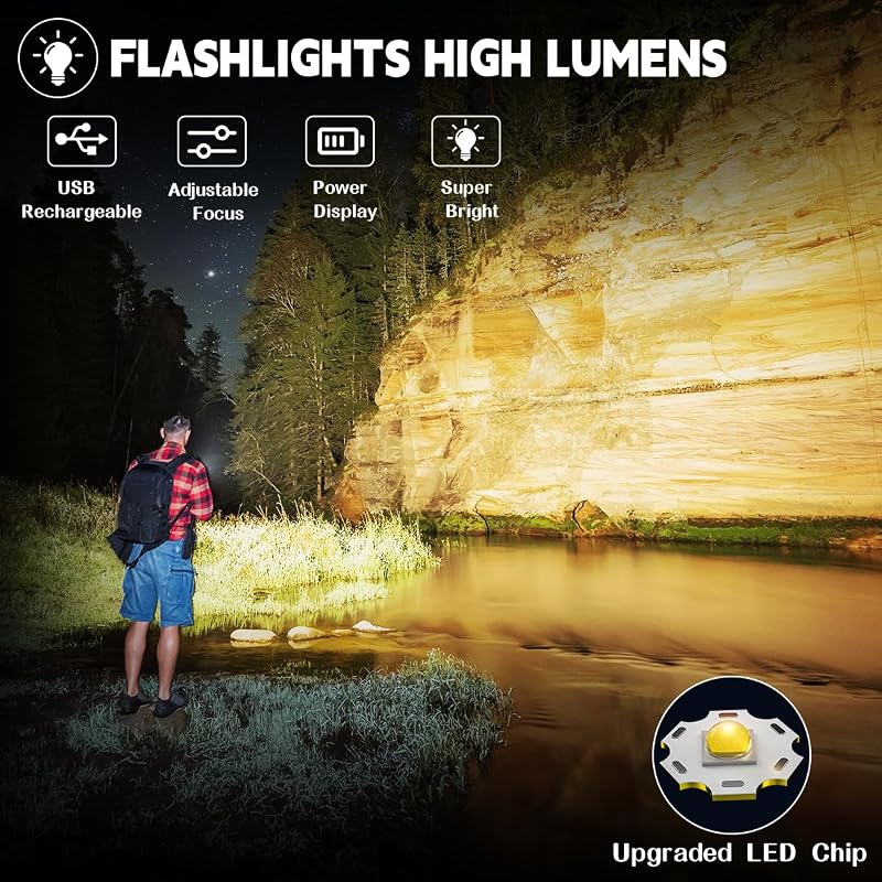 3 Linternas LED Recargables 5 Modos Alta Potencia