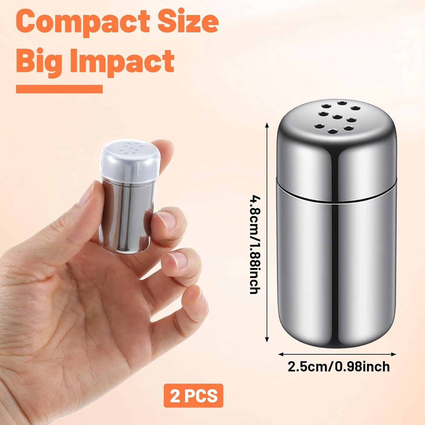 2 Saleros Acero Inox Viaje Con Tapa A Prueba De Fugas